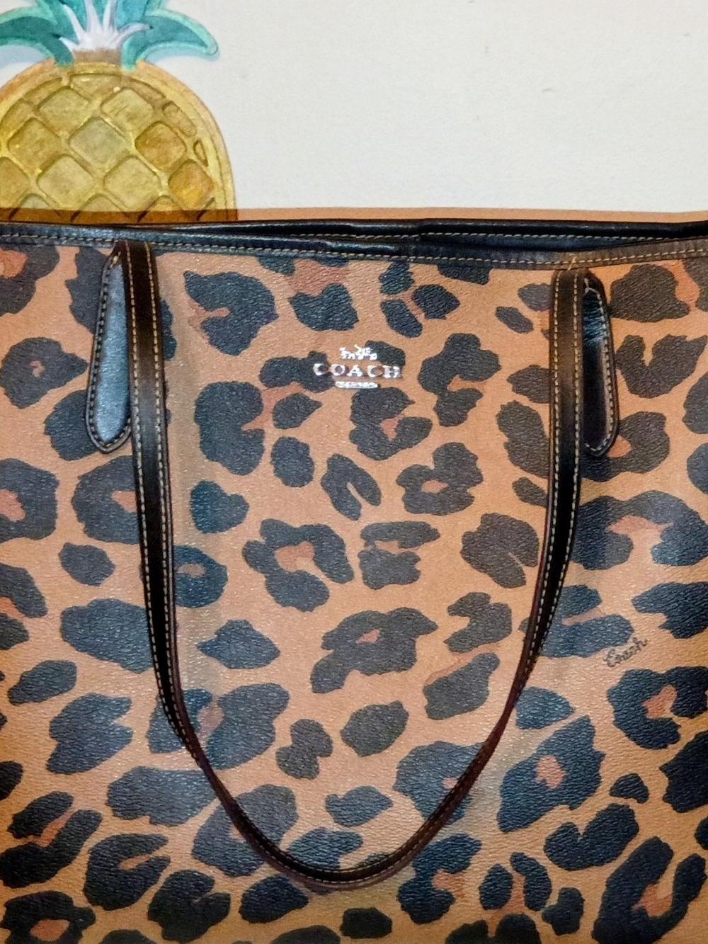 Large Coach City Tote Bag Not Available Retail Leopard Print Great Condition - Picture 2 of 16
